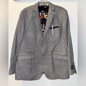 NWT Paisley & Gray Textured Slim Fit Blazer with Floral Lining Size 50R